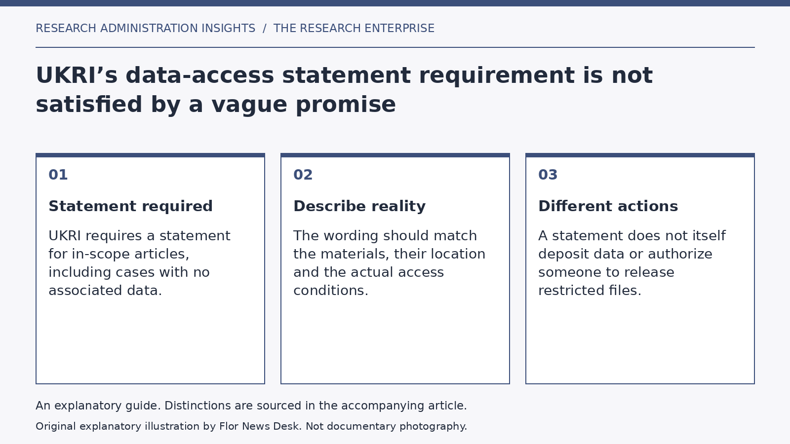 Explanatory diagram: Statement required; Describe reality; Different actions.