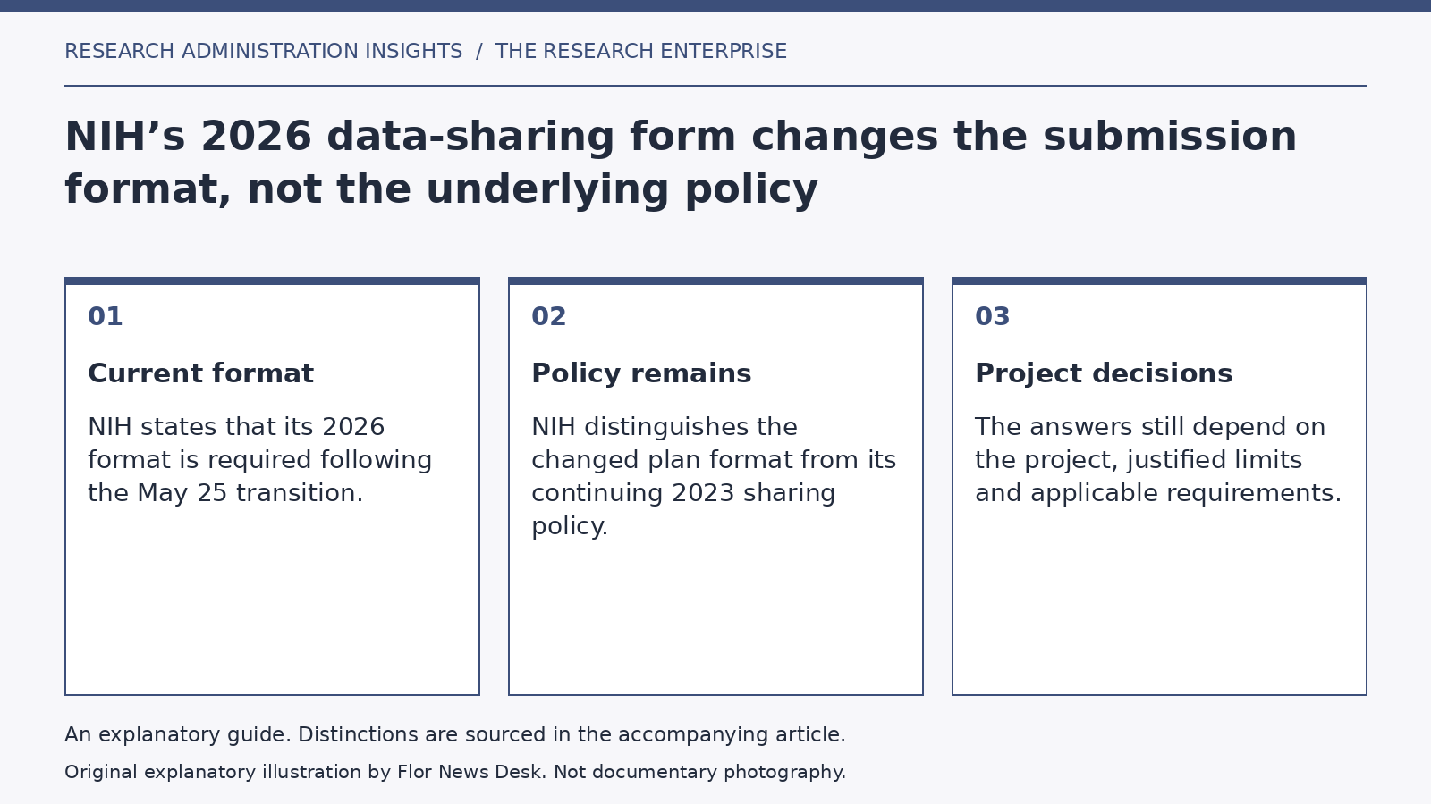 Explanatory diagram: Current format; Policy remains; Project decisions.