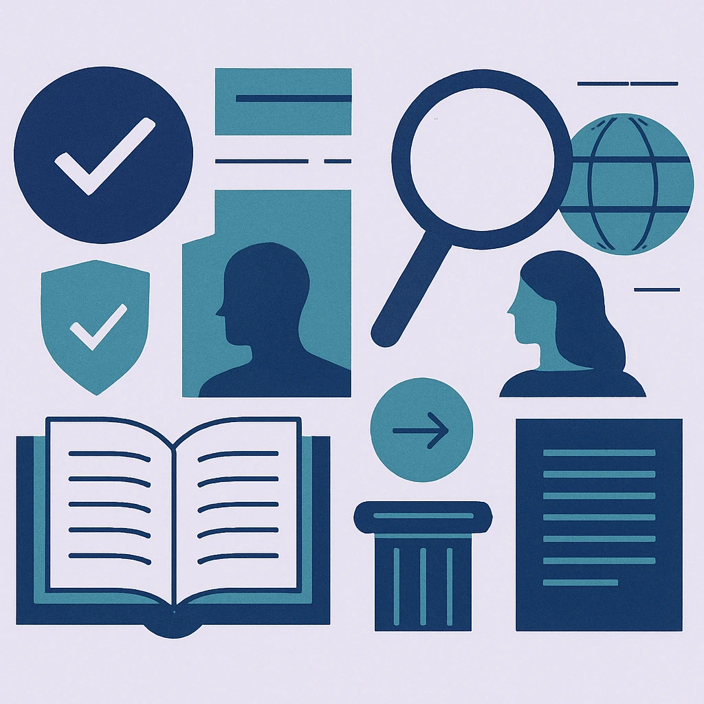 Editorial illustration representing Verified ownership, scope, mission, publishing model, and history