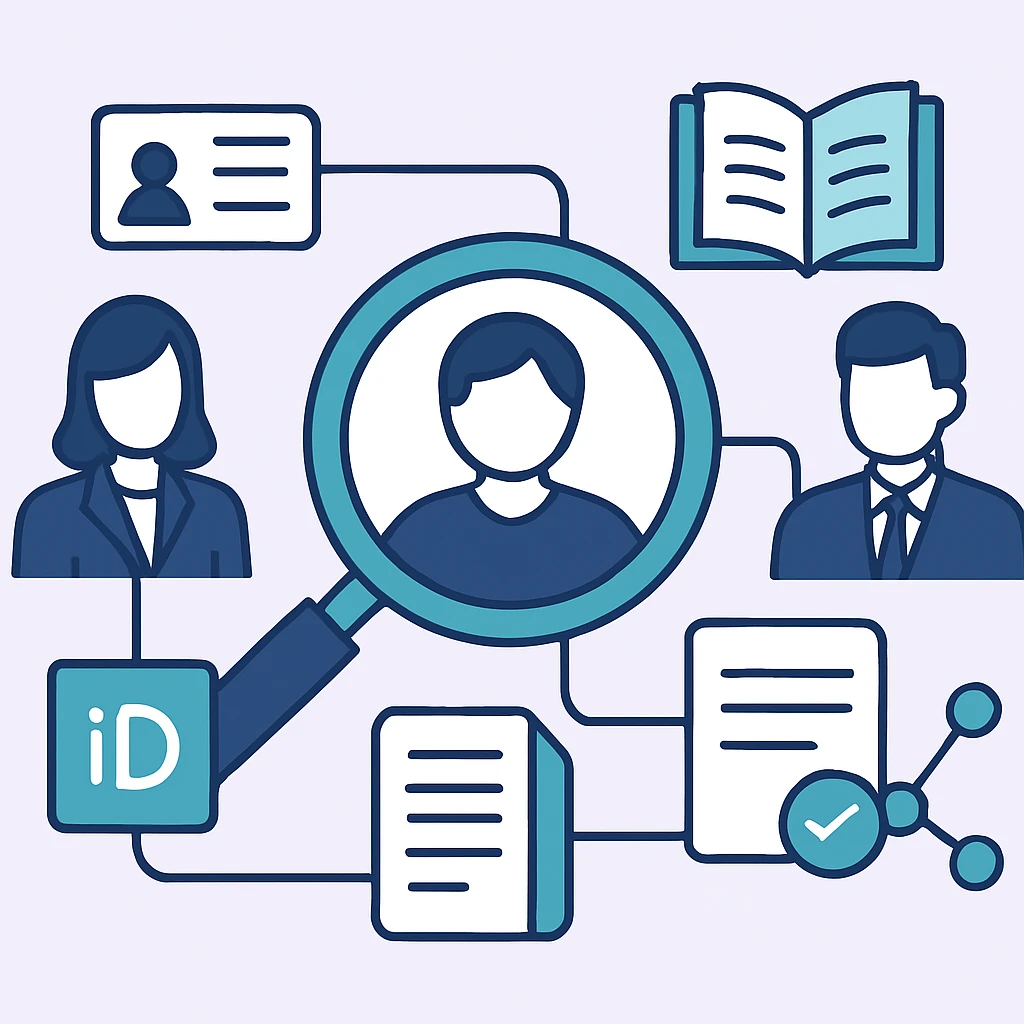 Overview of the key elements involved in Editors, board members, affiliations, ORCID IDs, and roles