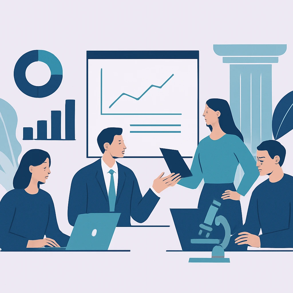 Editorial illustration representing The Future of Research Administration: Priorities for 2027 and Beyond