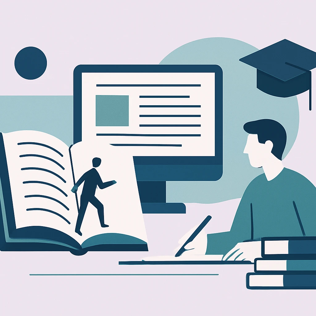Editorial illustration representing OJS journal landing page and canonical routing
