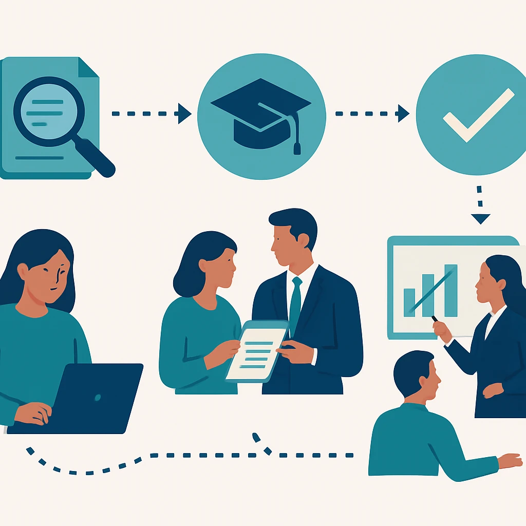 Workflow and decision points for Evidence, policy, and practice relating to research administration