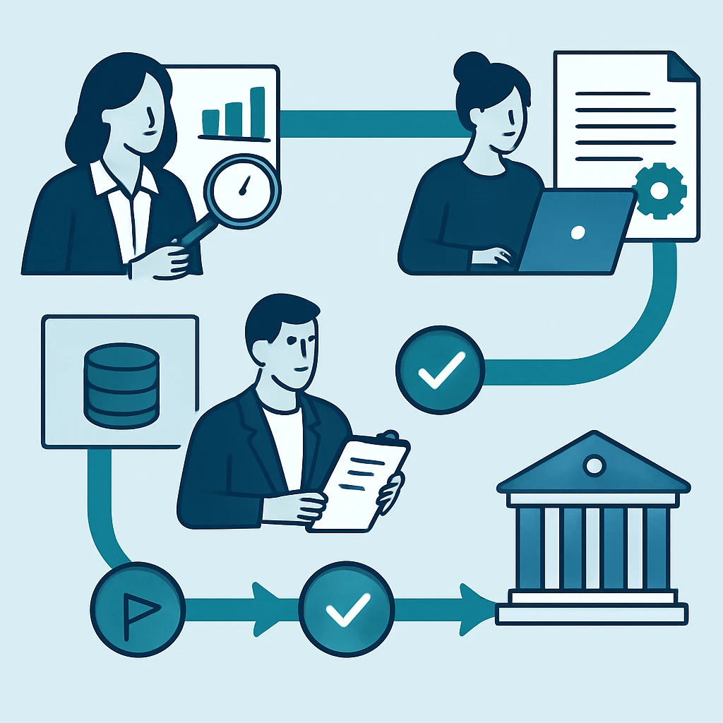 Workflow and decision points for Evidence, policy, and practice relating to research data management