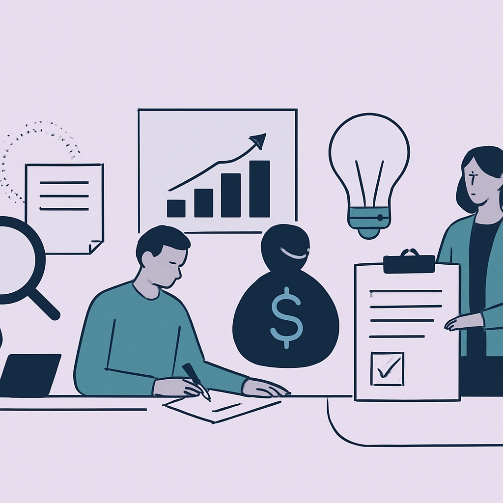 Editorial illustration representing The Research Grant Lifecycle: From Funding Search to Closeout