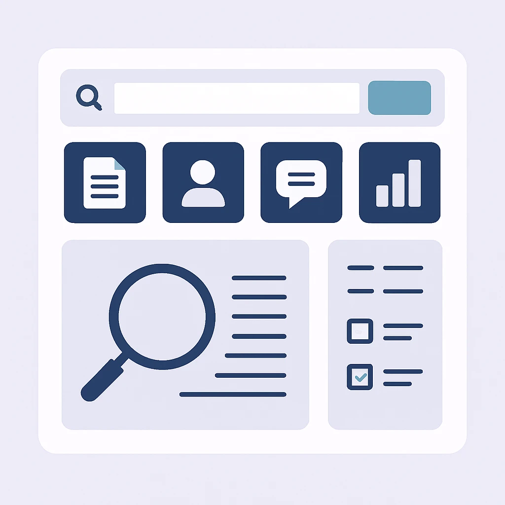 Search tools for finding records in the journal